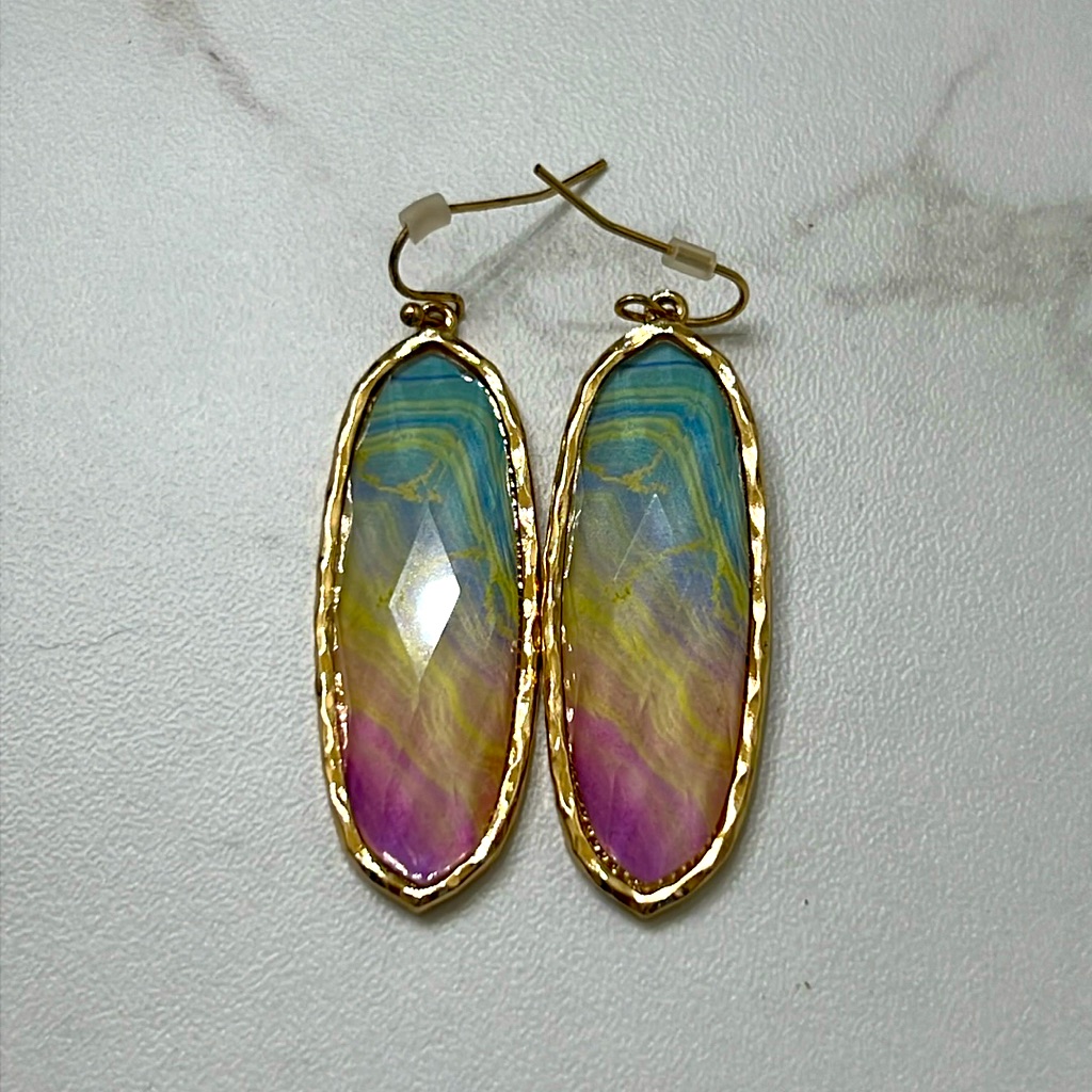 Impressions Gold Rainbow Ombr Statement Dangle Earrings